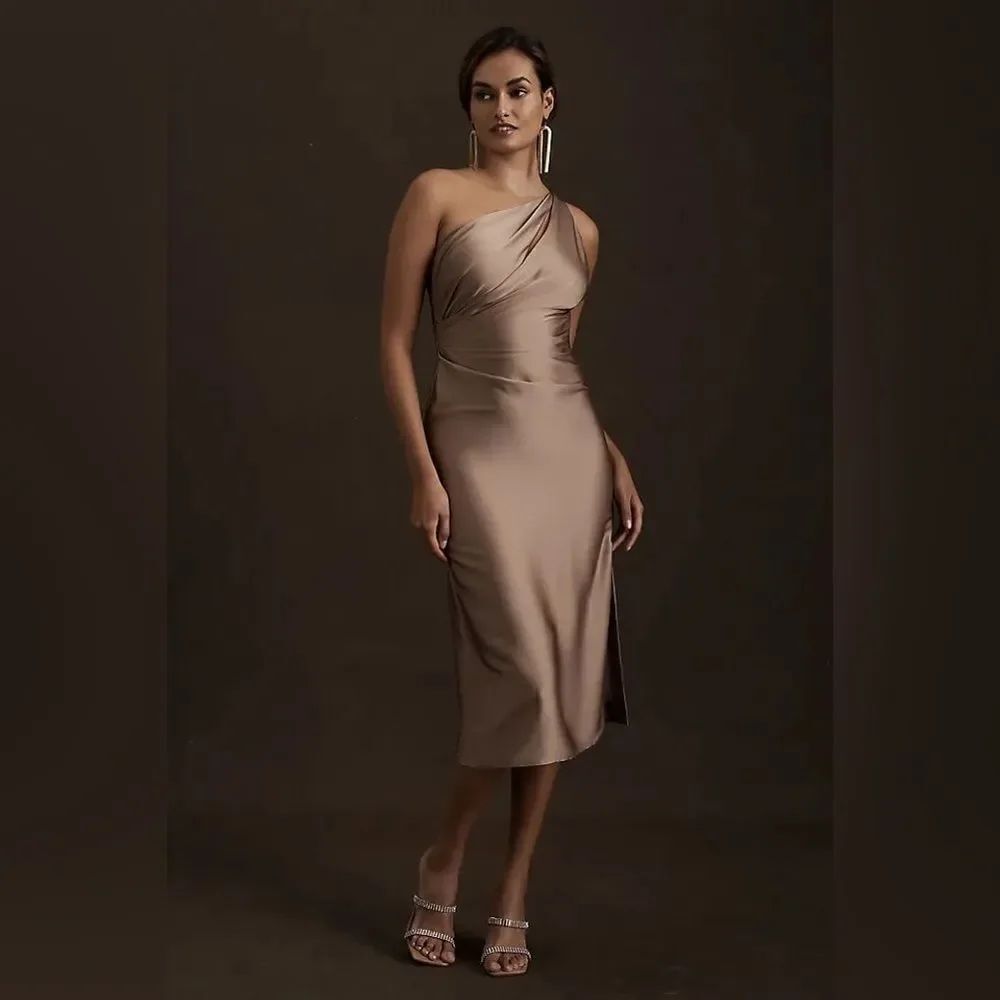 BHLDN by Carly Cushnie Adella One-Shoulder Cutout Sheath Midi
Dress